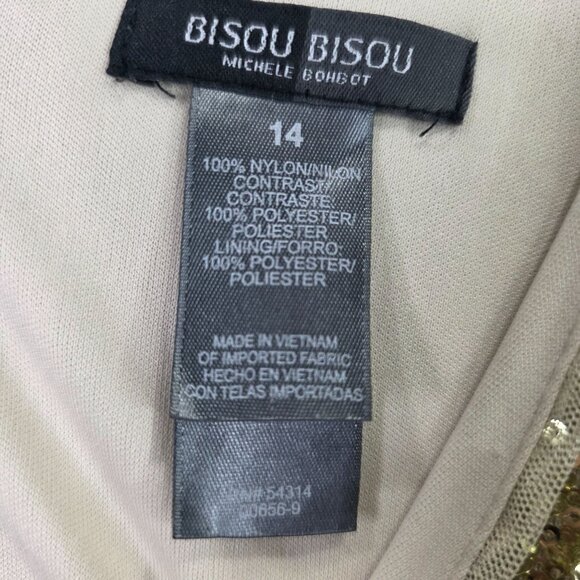 Womens Bisou Bisou Michele Bohbot Gold Sequin Sleeveless Dress V-Neck Size 14 - Picture 2 of 7